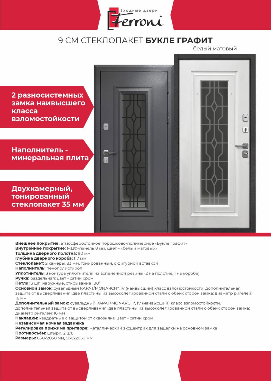 9 см 2D Стеклопакет Букле Графит фигурная вставка